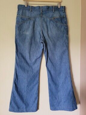 Vintage Lee 70s Western Disco Bell Bottom Flared Denim Jeans Talon 42 Size 34